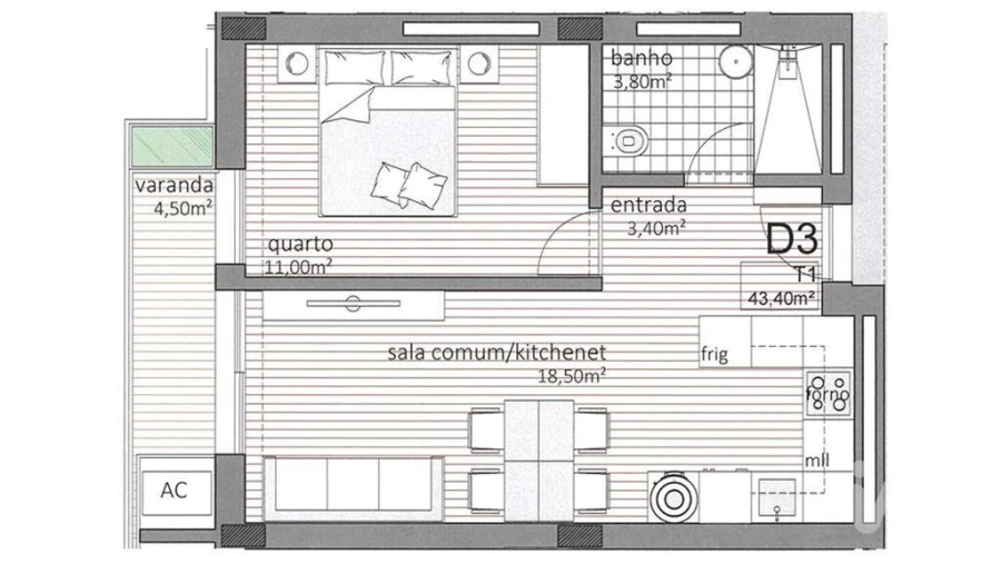 Apartamento T1 para Venda em Paranhos Foto 9