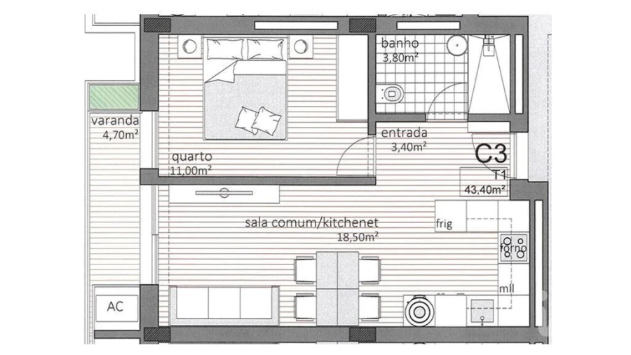Apartamento T1 para Venda em Paranhos Foto 9