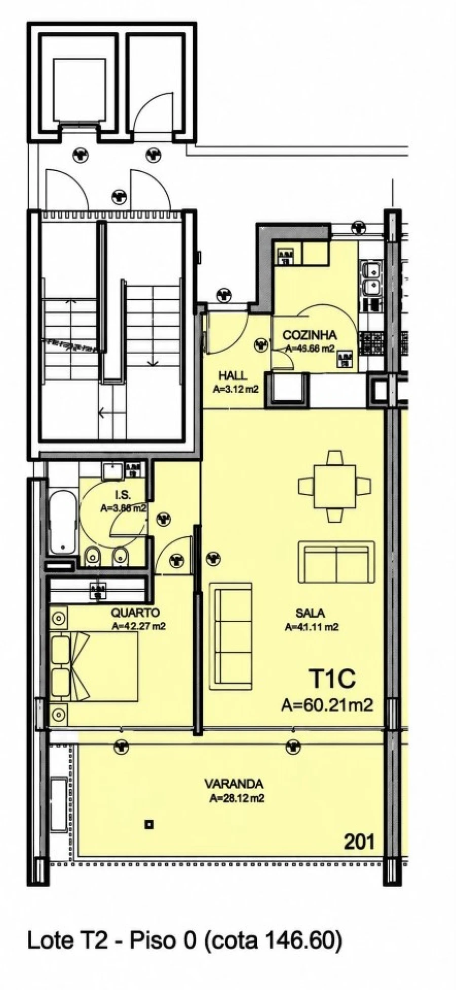 Apartamento T1 para Venda em Mexilhoeira Grande Planta 1