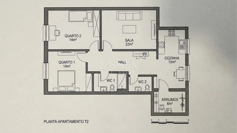 Apartamento T2 para Venda em Cedofeita, Santo Ildefonso, Sé, Miragaia, São Nicolau e Vitória Planta 1