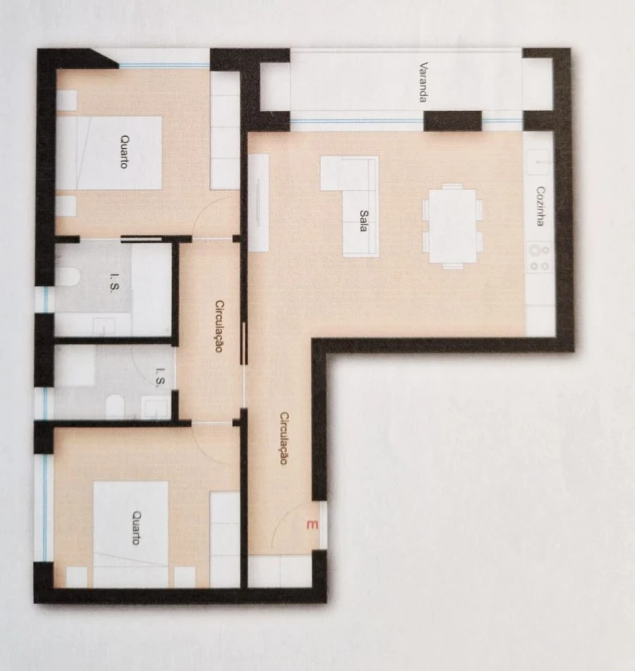 Apartamento T2 para Venda em Glória e Vera Cruz Planta 1