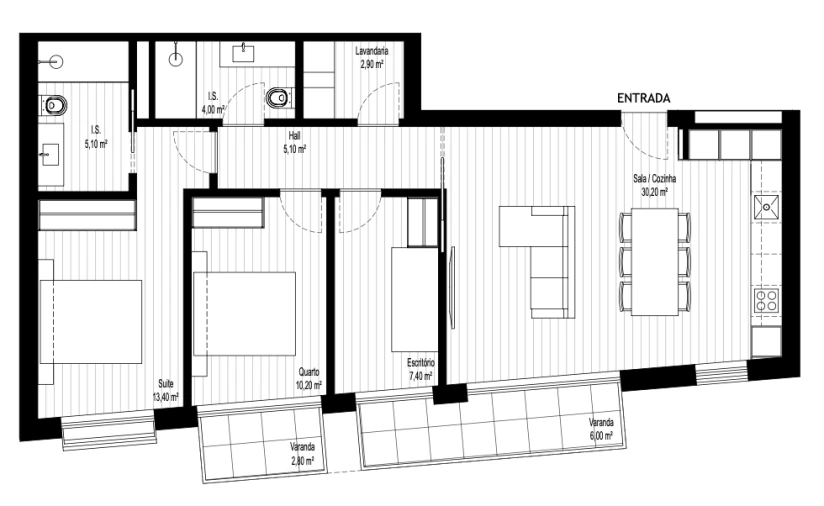 Apartamento T3 para Venda em Oliveira do Douro Planta 1