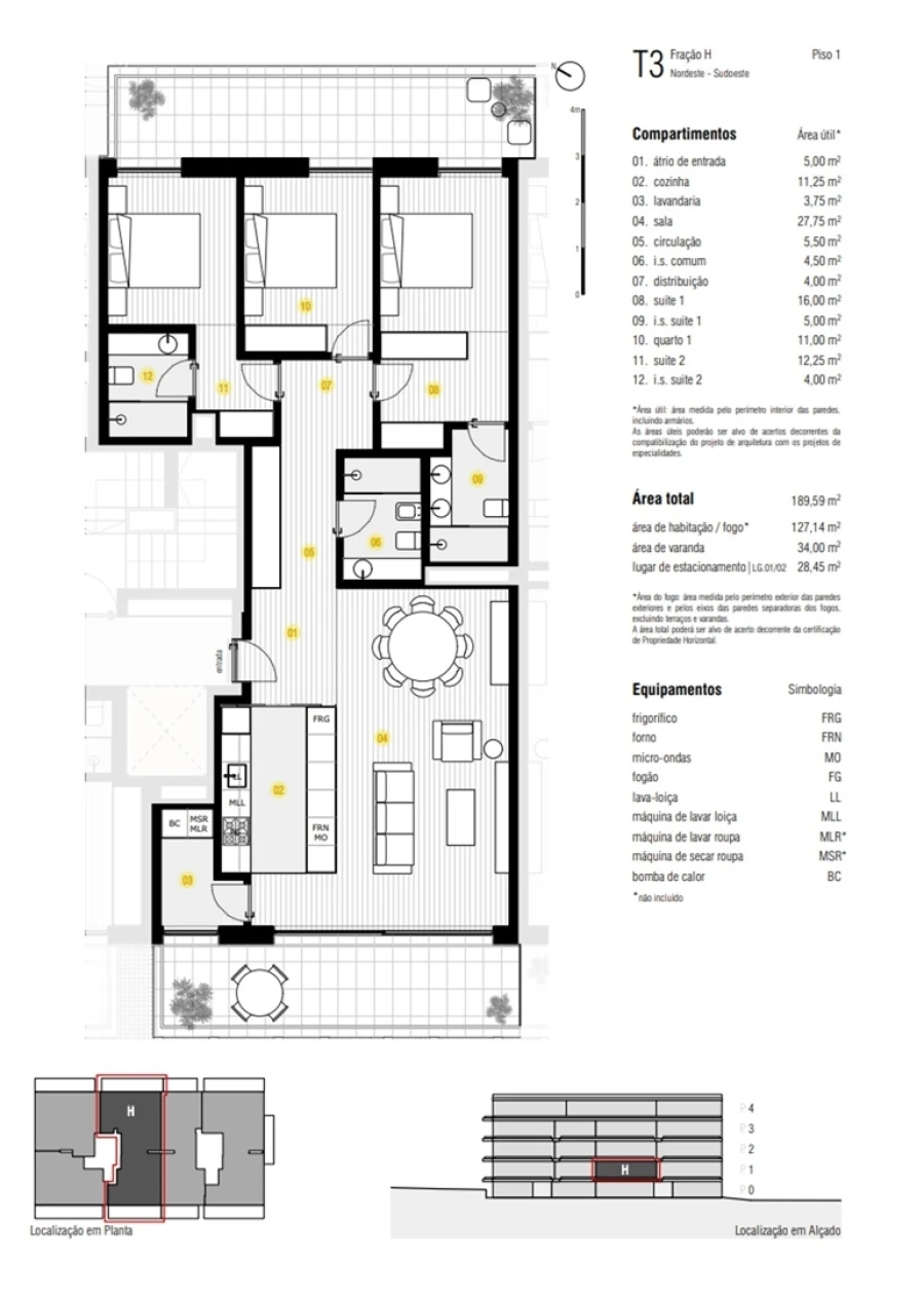 Apartamento T3 para Venda em Canidelo Planta 1