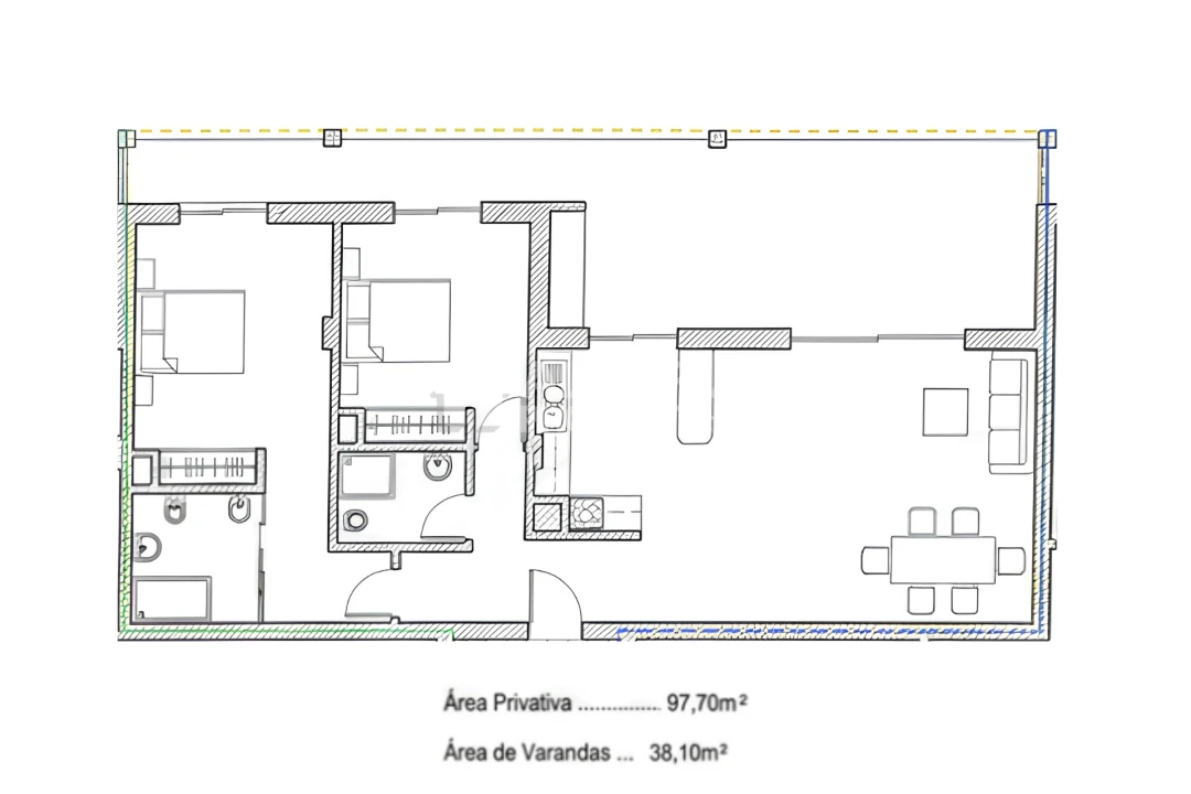 Apartamento T2 para Venda em Lagos (São Sebastião e Santa Maria) Planta 2