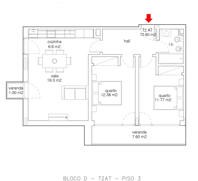 Apartamento T2 para Venda em Buarcos Foto 1