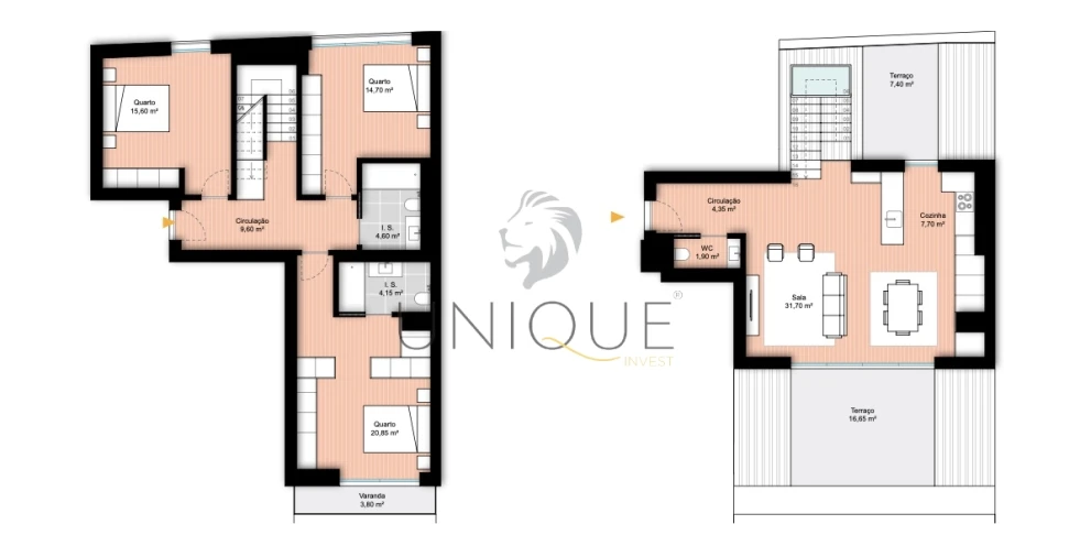 Apartamento T3 para Venda em Glória e Vera Cruz Planta 1