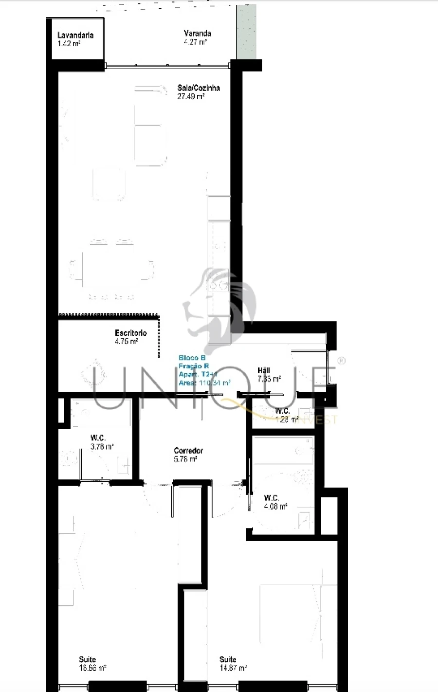 Apartamento T2 para Venda em Esgueira Planta 1