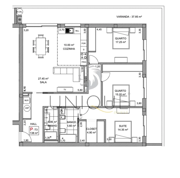 Apartamento T3 para Venda em Loureiro Planta 2