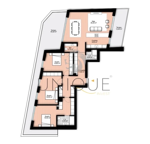 Apartamento T3 para Venda em Glória e Vera Cruz Planta 1