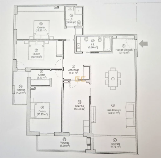 Apartamento T3 para Venda em Tavarede Planta 2