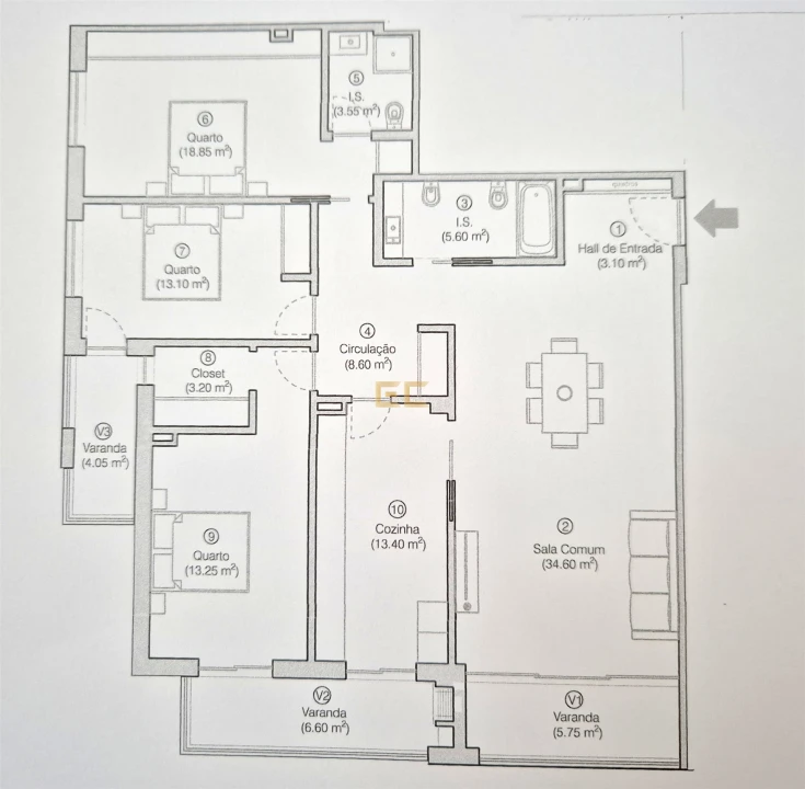 Apartamento T3 para Venda em Tavarede Planta 2
