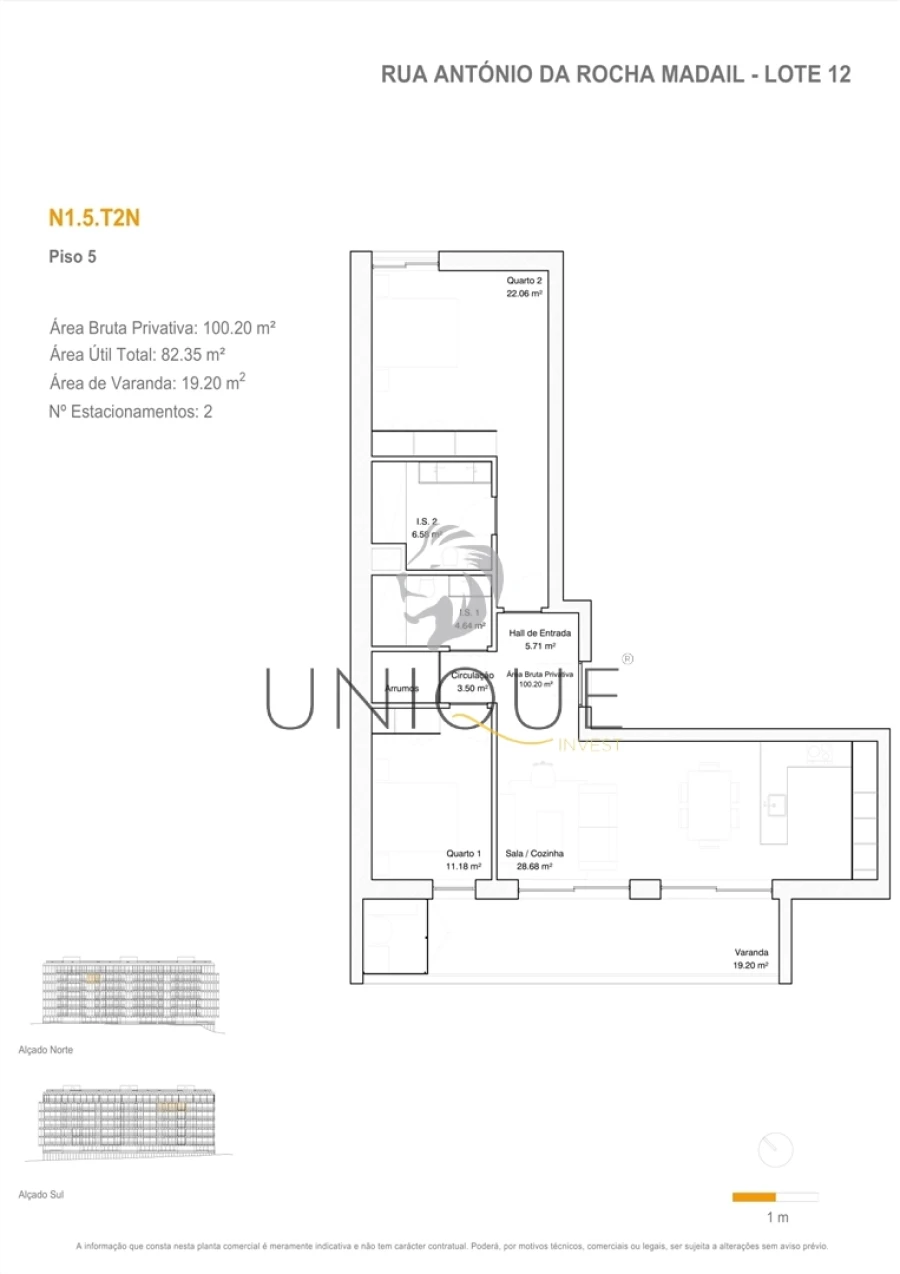 Apartamento T2 para Venda em Glória e Vera Cruz Planta 1