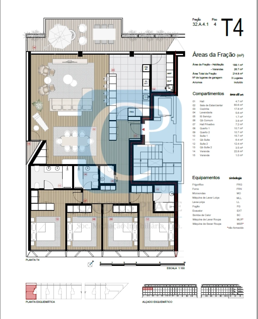 Apartamento T4 para Venda em Canidelo Planta 1