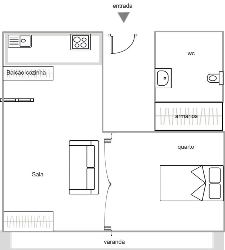 Apartamento T1 para Arrendamento em Paranhos Planta 1