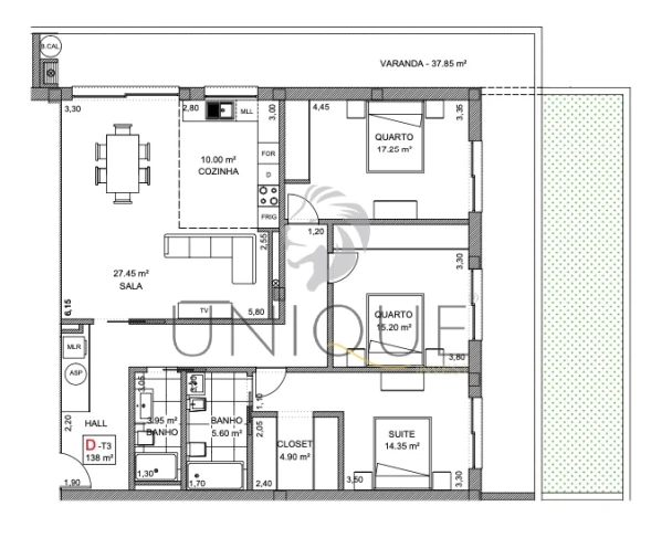 Apartamento T3 para Venda em Loureiro Planta 1