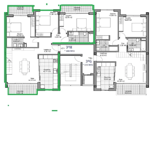 Apartamento T4 para Venda em Viseu Planta 1