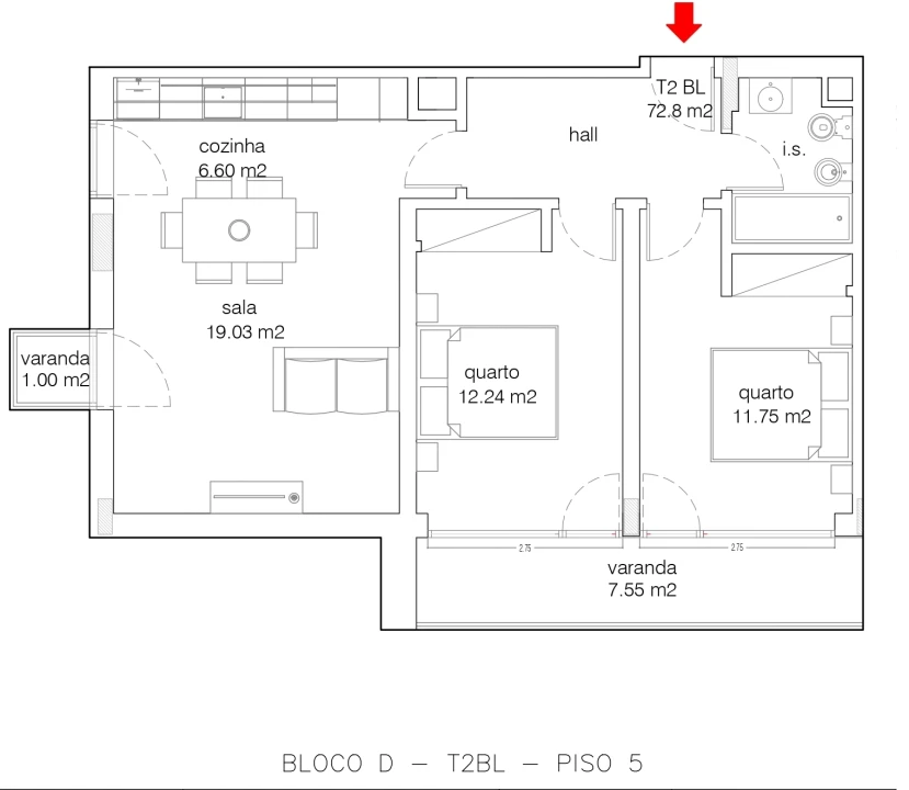 Apartamento T2 para Venda em Buarcos Foto 4