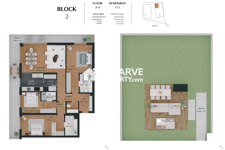 Apartamento T3 para Venda em Quarteira Planta 2