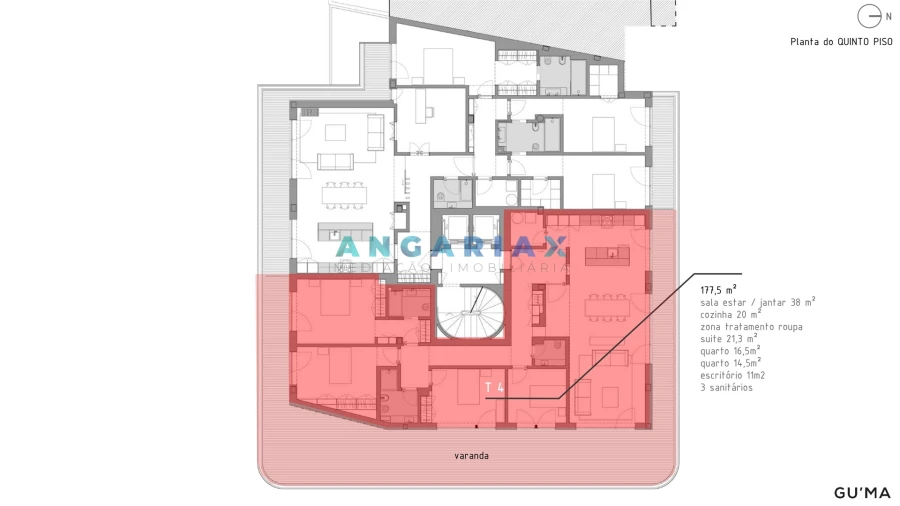 Apartamento T4 para Venda em Leiria, Pousos, Barreira e Cortes Planta 2