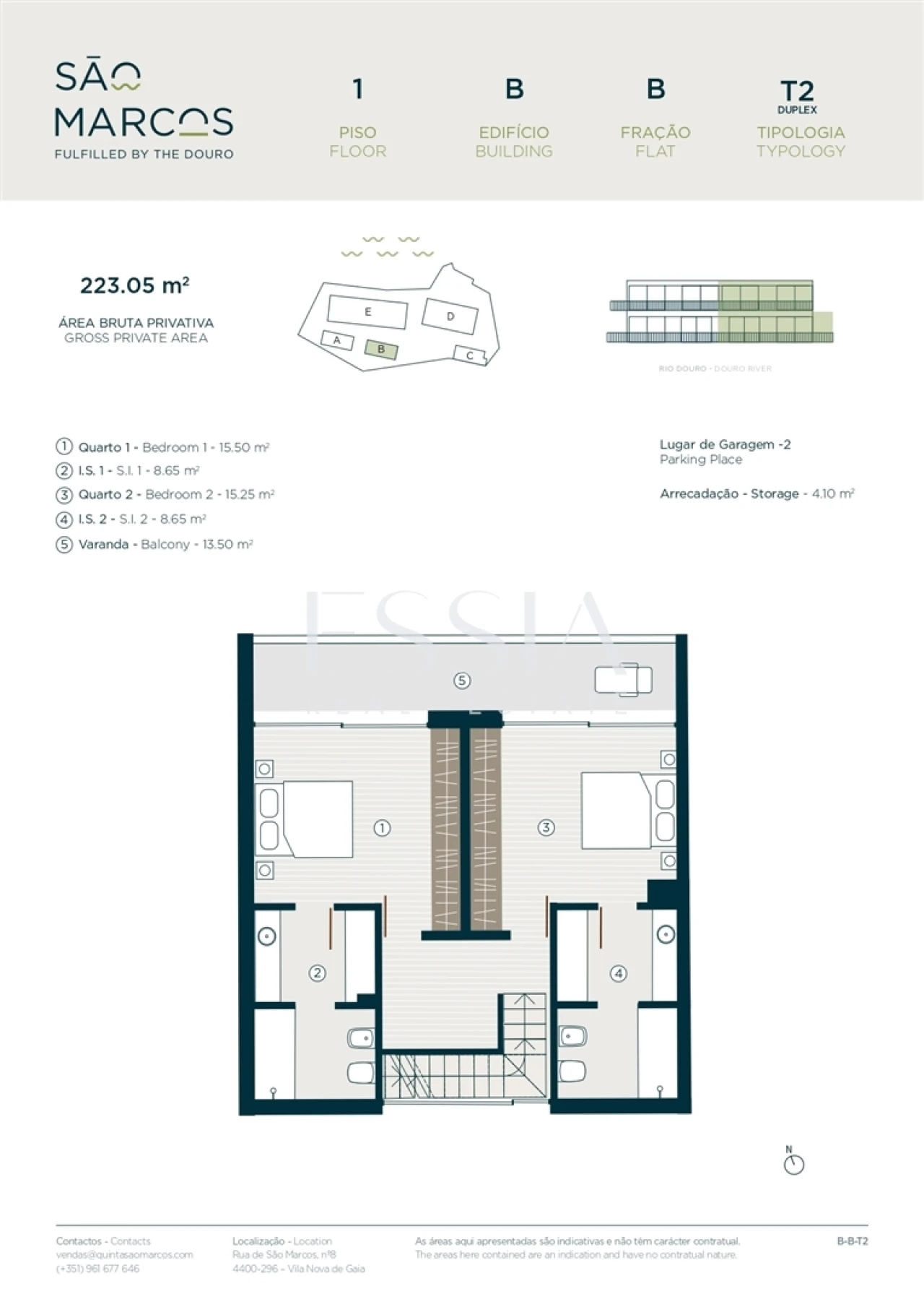Apartamento T2 para Venda em Santa Marinha e São Pedro da Afurada Planta 2