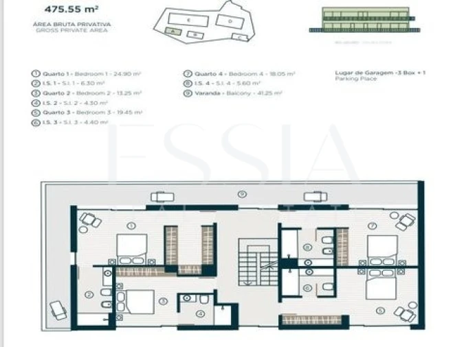 Apartamento T4 para Venda em Santa Marinha e São Pedro da Afurada Planta 1