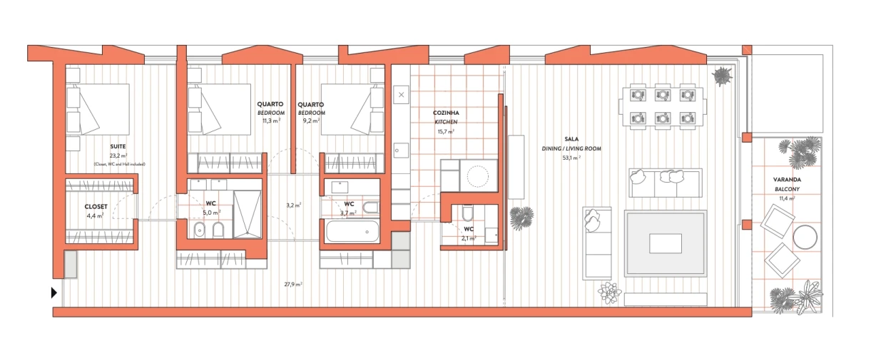 Apartamento T3 para Venda em Cascais e Estoril Planta 1