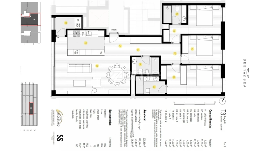 Apartamento T3 para Venda em Canidelo Planta 1
