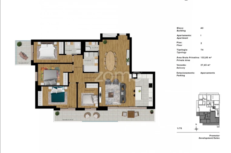 Apartamento T4 para Venda em Buarcos Planta 1