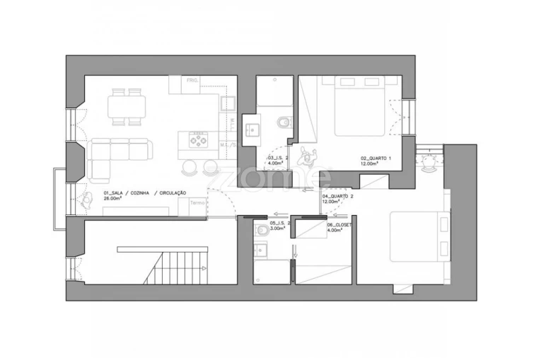 Apartamento T2 para Venda em São Vicente Planta 1