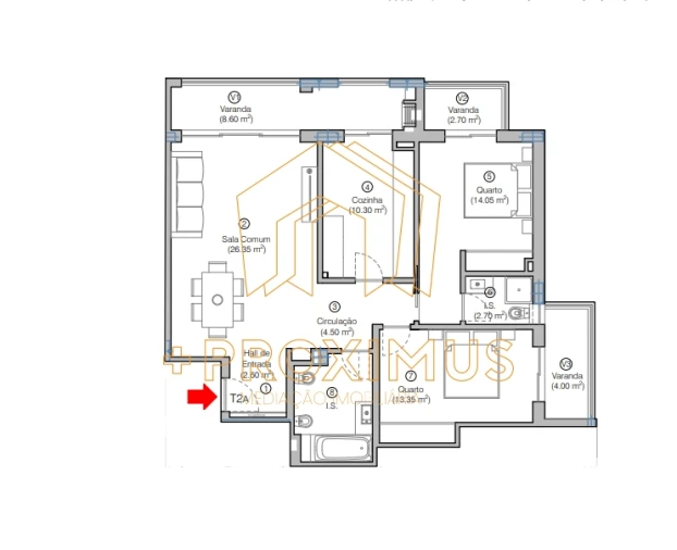 Apartamento T2 para Venda em Buarcos Planta 1