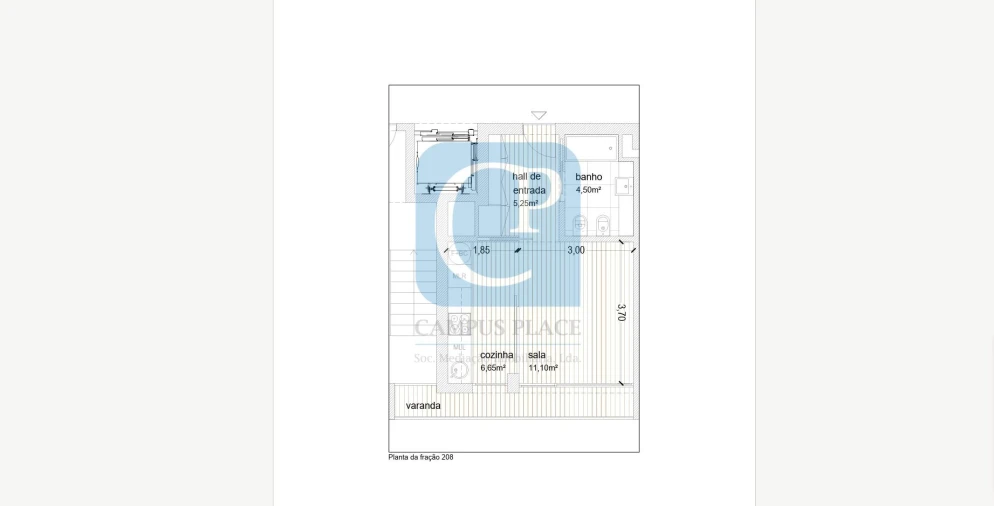 Apartamento T0 para Venda em Pedrouços Planta 1