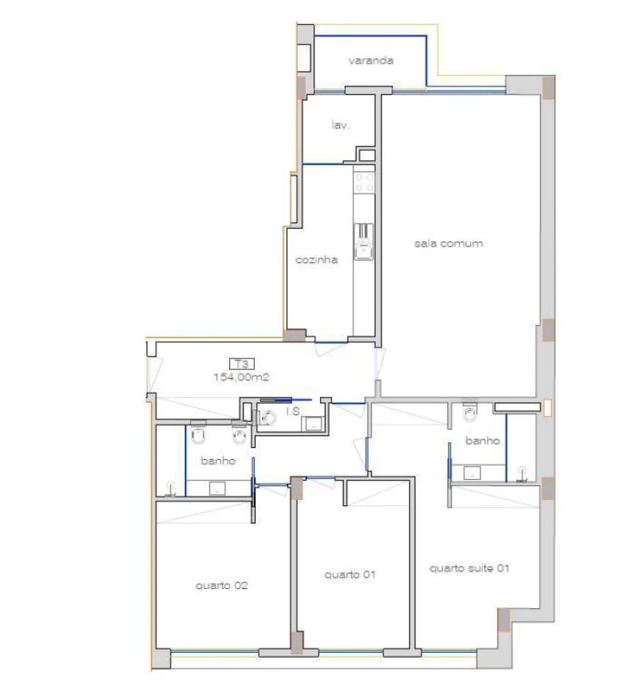 Apartamento T3 para Venda em Cedofeita, Santo Ildefonso, Sé, Miragaia, São Nicolau e Vitória Planta 1