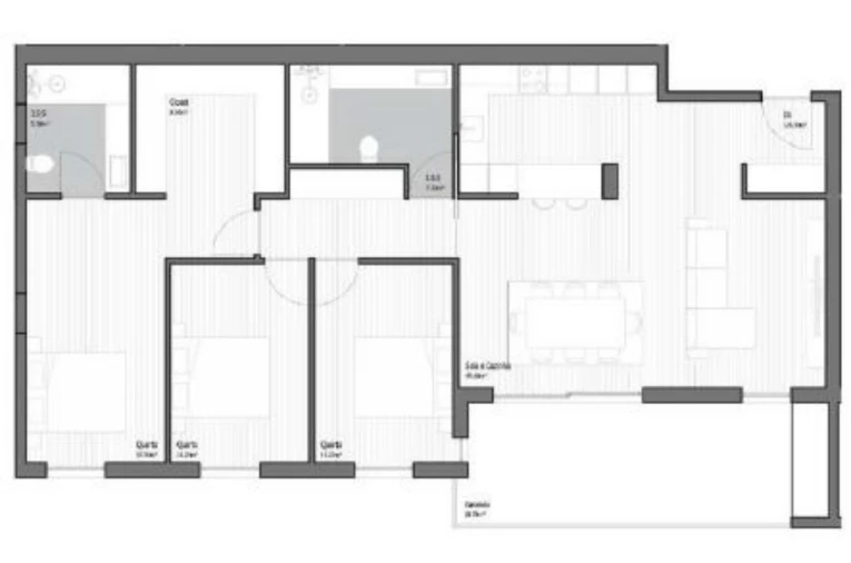 Apartamento T3 para Venda em Poiares (Santo Andre) Planta 1