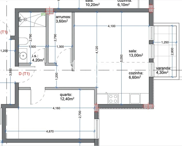Apartamento T1 para Venda em Madalena