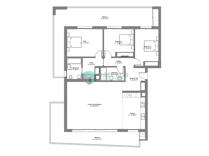 Apartamento T3 para Venda em Portimão Planta 1
