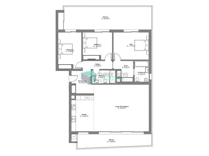 Apartamento T3 para Venda em Portimão Planta 1