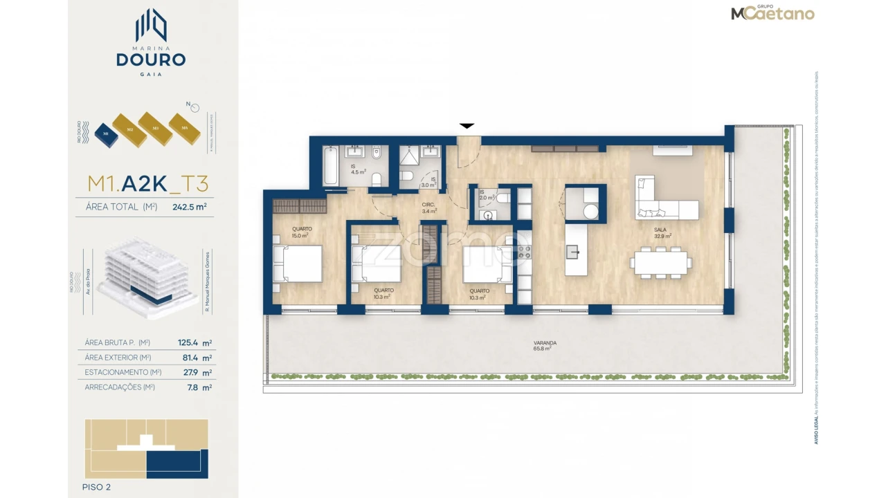 Apartamento T3 para Venda em Canidelo Foto 3