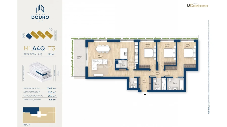 Apartamento T3 para Venda em Canidelo Foto 3