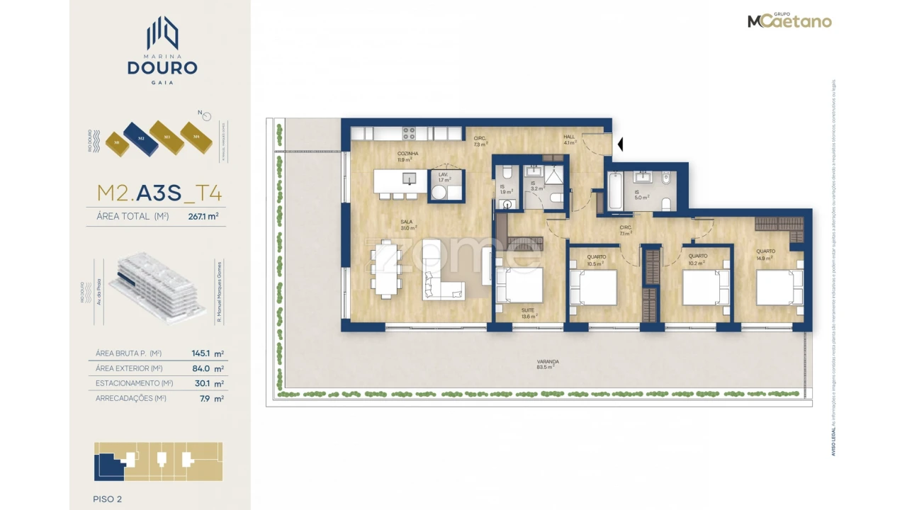 Apartamento T4 para Venda em Canidelo Foto 2