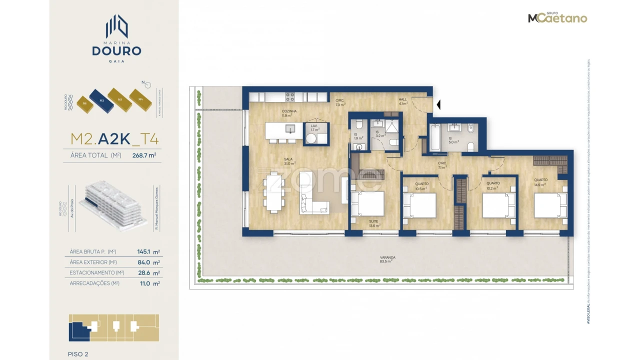 Apartamento T4 para Venda em Canidelo Foto 2