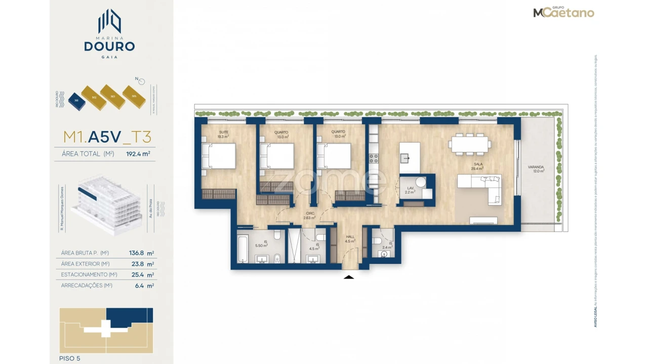 Apartamento T3 para Venda em Canidelo Foto 3