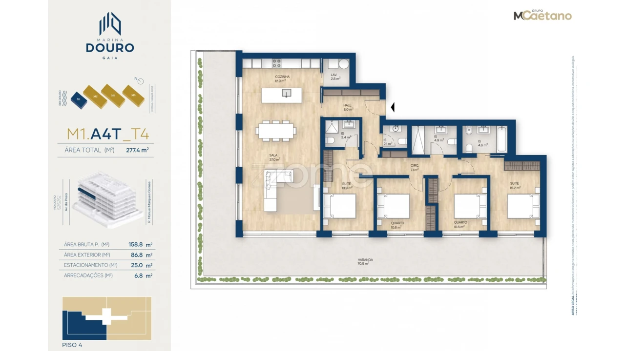 Apartamento T4 para Venda em Canidelo Foto 3