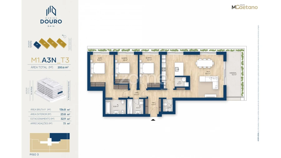 Apartamento T3 para Venda em Canidelo Foto 3