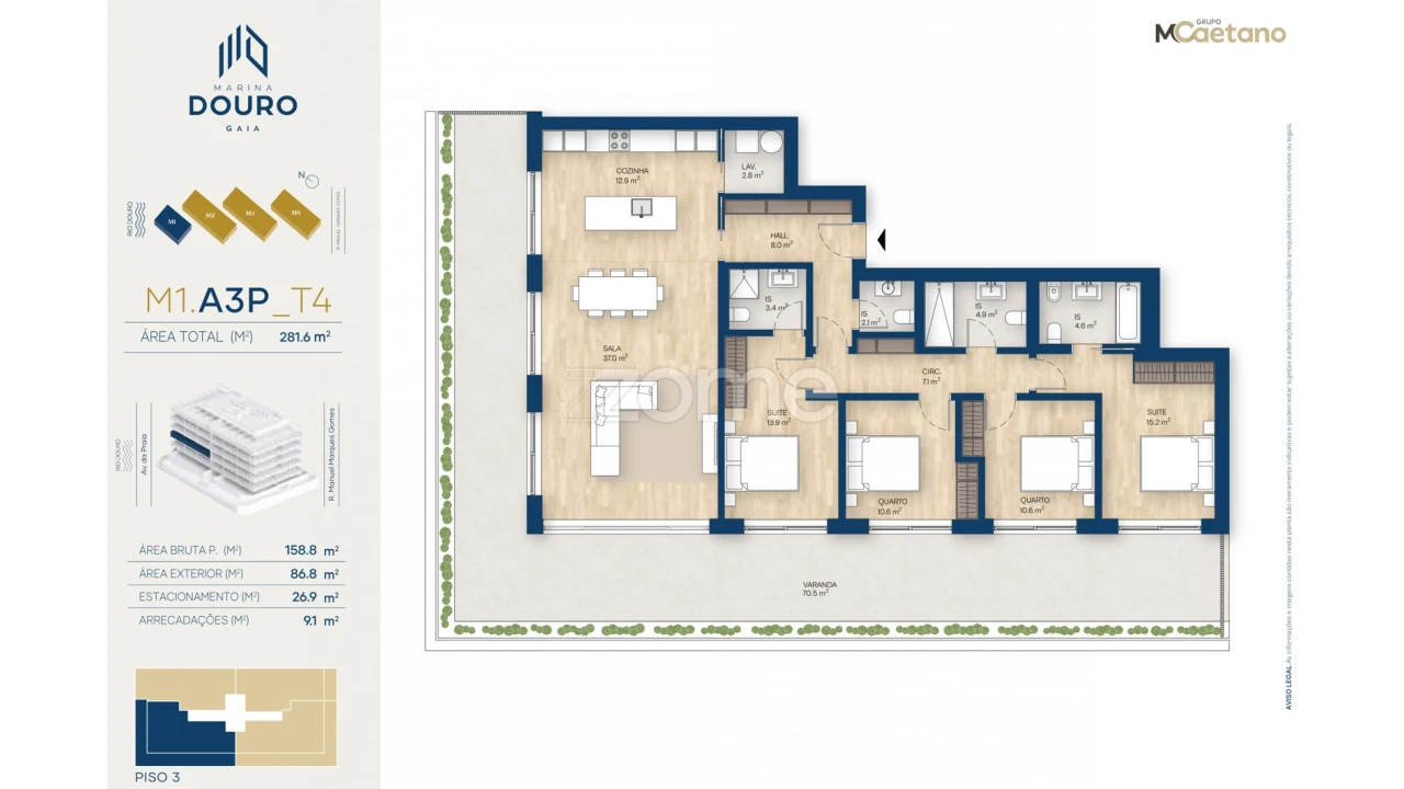 Apartamento T4 para Venda em Canidelo Foto 2