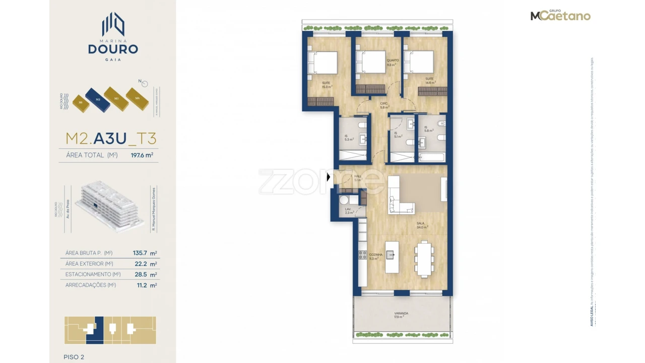 Apartamento T3 para Venda em Canidelo Foto 2