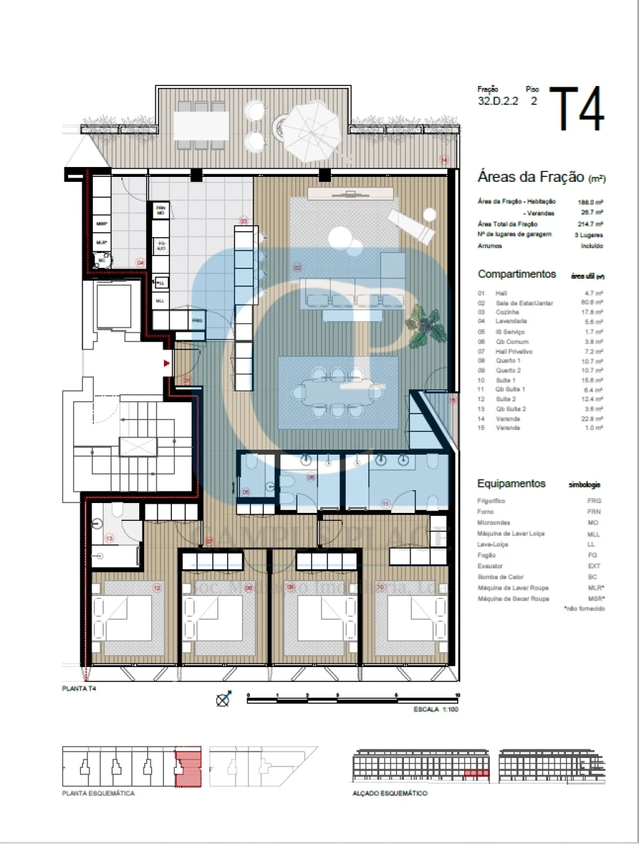 Apartamento T4 para Venda em Canidelo Planta 1