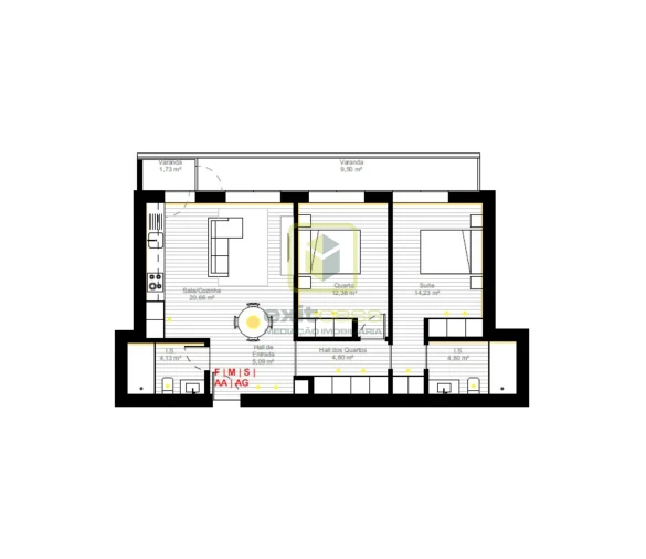 Apartamento T2 para Venda em Esgueira Planta 1