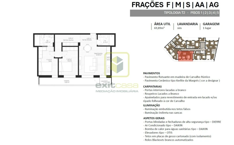 Apartamento T2 para Venda em Esgueira Planta 1