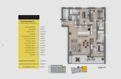 Apartamento T3 para Venda em São Martinho