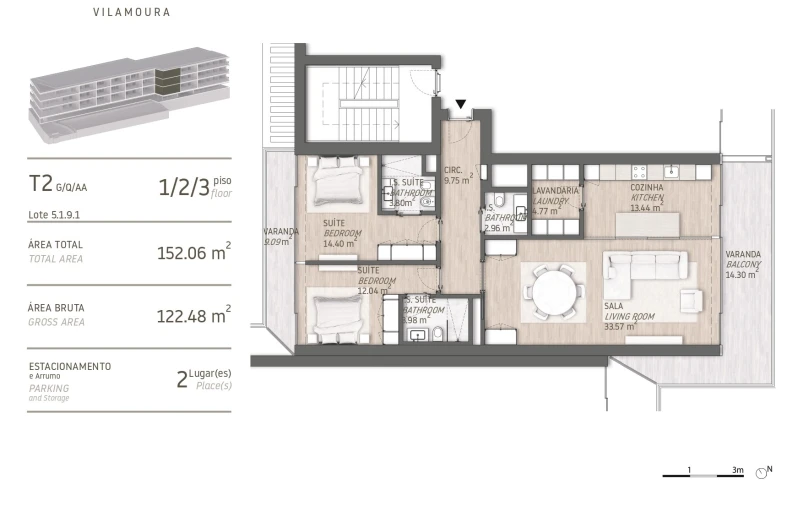 Apartamento T2 para Venda em Quarteira Planta 1